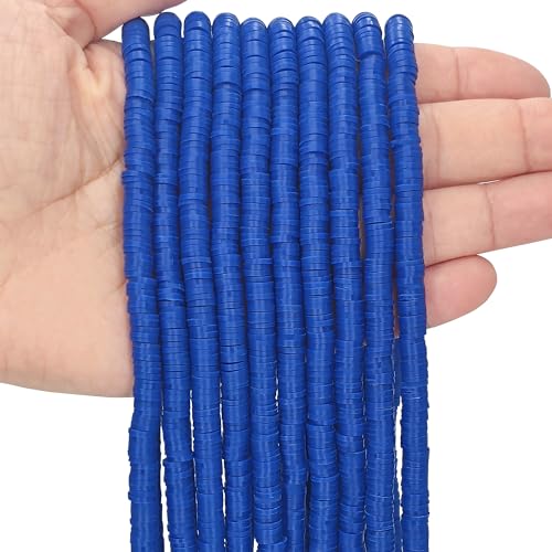 MIIIM 3600 PCS 10 Strands Polymer Clay Beads for Jewelry Making, Vinyl Heishi Beads 6mm for Surfer Bracelets Necklace Making (Royal Blue) - color: XB02-Royal Blue