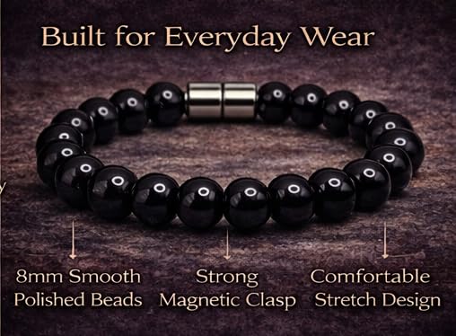Rose Quartz Bracelet - 8mm Healing Crystal for Love, Unisex - color: 01: Black Onyx, style: F: 8.3-8.7 inches