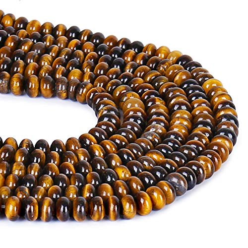 ICAI Beads 5x8mm Natural (Tiger Eye, 5x8) Beads Rondelle Spacer Loose Beads for Jewelry Making DIY Crafts Design 1 Strand 15" APPR - color: Tiger eye, size: 5x8