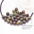 AD Beads Natural Gemstone 8mm Round Loose Beads Big Hole 2.5mm Sized 40pcs (Bloodstone) - color: Bloodstone