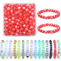 200pcs Glass Beads for Bracelets, 8mm Crystal Glass Round Beads for Jewelry Making, DIY Crafts, Single Box (Rose Pink) - color: Rose Pink
