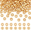 PH PandaHall 150pcs 18K Gold Spacer Beads, 5mm Flat Round Heishi Beads Rondelle Disc Bead Loose Bead Metal Spacers for Summer Stackable Necklace Bracelet Jewelry Making DIY Craft - size: 2mm