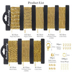 18k Gold Necklace Chains for Jewelry Making, 52.5 Feet 8 Rolls Bracelet Chains for DIY,6.5 Feet Each Style, Gold Plated Chain with Jump Rings/Lobster Clasps/Connectors - color: 18k Gold-52.5 Feet 8 Rolls