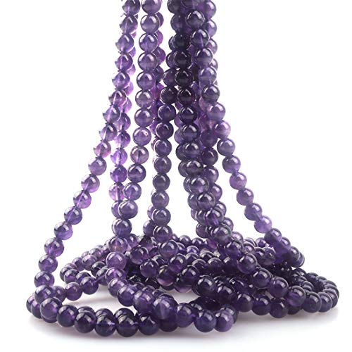 4mm Natural Amethyst Stone Round Loose Stone Beads for Jewelry Making DIY Crafts Design 1 Strand 15" APPR.98-100pcs - color: Amethyst, size: 4mm
