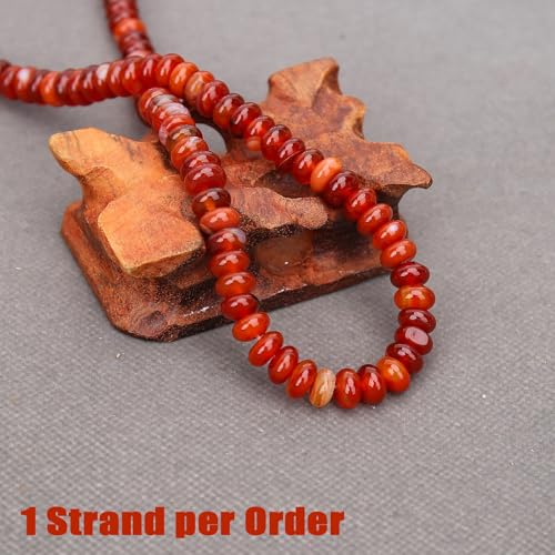 BONNY BOXX 1 Strand Natural 5 * 8mm Carnelian Rondelle Beads, Natural Abacus Disk Stone Beads Loose Spacer Gemstone for DIY Bracelet Necklace Jewelry Making - color: Carnelian, size: 5*8MM