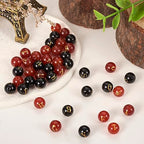 Cheriswelry 52Pcs 8mm Natural Gemstone Letter Beads Black Red Agate Alphabet Spacer Beads for DIY Crafts Necklace Bracelet Jewelry Making - color: Agate with Letter-Mixed Color