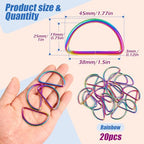PECMER Rainbow 1.5 Inch D-ring Welded -20 PCS D Rings Buckle for Sewing Dog Collar Making Supplies/Bag Hardware/Webbing Straps Belt Ring - color: Rainbow D-ring-20 Pcs-1.5 Inch