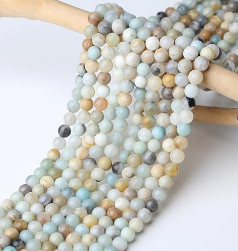 Natural Stone Beads 100pcs 8mm Amazonite Polish Round Stone Beading Loose DIY Smooth Beads for Bracelet Necklace Earrings Making - color: Amazonite, size: 100pcs