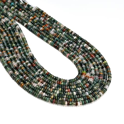 ICAI Beads Natural 2x4mm Rondelle Beads, Abacus Disk Stone Spacer Beads – Loose Natural Gemstone Beads for DIY Bracelet, Necklace, Jewelry Making (India Agate) - color: India Agate, size: 2x4