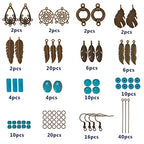 SUNNYCLUE 1 Box DIY 8 Pairs Bohemian Feather Dream Catcher Earring Making Kit Antique Bronze Feather Charm Connector, Turquoise Gemstone Beads, Earring Hooks Jewelry Supplies Beginners, Instruction - color: Chandelier Bohemian Style B