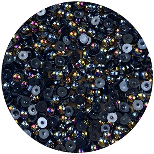 1500pcs 4mm Half Pearl Black AB Flatback Beads for Crafts DIY Round Plastic Half Flat Back Pearls Loose Bead for Cup Shoes Wedding Dress Decoration Nail Art - color: Black AB, size: 4mm