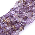 HAAMIIQII Natural Ametrine Chips Irregular Stones Energy Healing Loose Gemstone Beads for Jewelry Making Strand 30 Inch - color: Ametrine