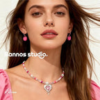GABOX Handmade Beaded Boho Necklace with Pearl Accents & Heart Pendant, Unique Original Design Artisan Jewelry Choker for Women, Perfect for Travel, Parties and Special Occasions