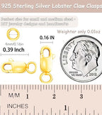 Dailyacc 925 Sterling Silver Lobster Clasp with Closed Jump Rings Gold Necklace Clasps and Closures for Jewelry Bracelet Extender,Made in Italy - color: 6pcs Gold, size: 0.39IN/10MM