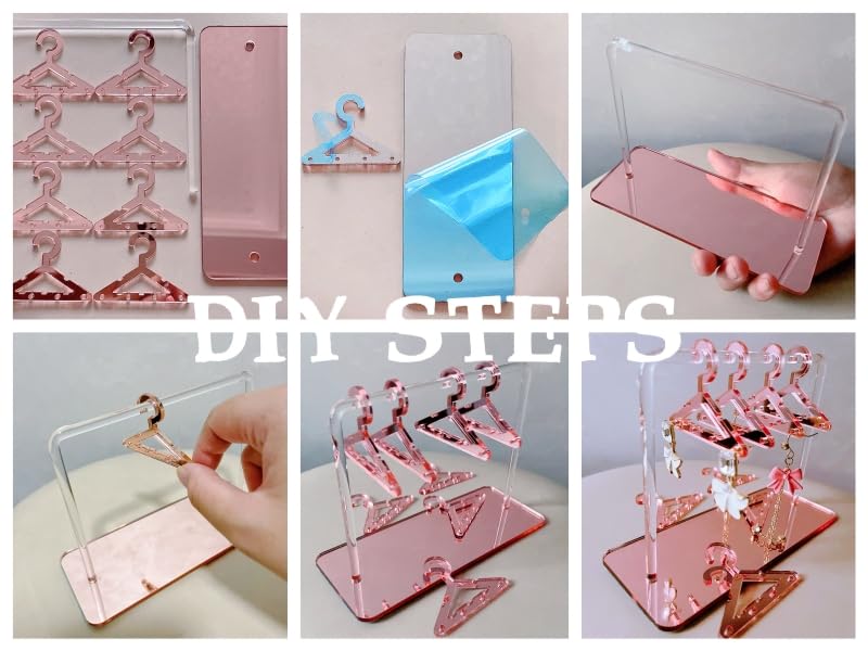 Earring Hanger Rack with 8 Mini Coat Hangers, Acrylic Earring Holder Display Stand, Ear Studs Hanging Earrings Organizer For Women Girls, Transparent - color: Transparent