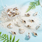 SUNNYCLUE 1 Box 24Pcs 6 Styles Sea Shell Pendants Electroplated Shell Charms Imitation Gemstone Style Spiral Shell Acrylic Charm for Women DIY Earring Necklace Bracelet Jewellery Making - color: 1 Box 24pcs 6 Styles Imitation Sea Shell Acrylic Charms