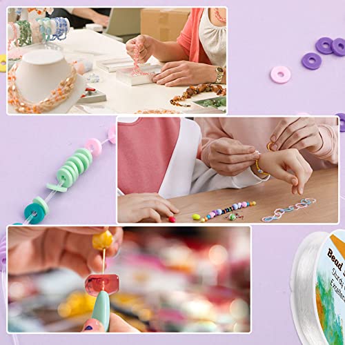 0.4mm Round Elastic Thread, Elastic String for Bracelet 295 Feet Spool Clear Stretchy Bracelet String for Making Bracelet Watch Band Key Chain Beaded Jewelry