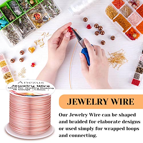 18 Gauge Jewelry Wire for Jewelry Making, Anezus Rose Gold Craft Wire Tarnish Resistant Copper Beading Wire for Jewelry Making Supplies and Crafting (Rose Gold) - color: Rose Gold