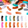 Spritewelry 30 pcs Acrylic Curved Tube Beads Two Tone Chunky Bangle Bamboo Tube Beads Imitation Gemstone Curved Bracelet Beads for Jewelry Making DIY Crafts - color: Orange-Opaque