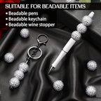 40 Pcs 20 mm Rhinestone Beads Bulk Crystal Round Disco Ball Chunky Bubblegum Beads for Pens Bracelets Charms Craft European Style Jewelry Making Supplies Christmas(White and Silver) - color: White and Silver