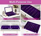 Jenseits Necklace Holder Jewelry Organizer Box, Dustproof Velvet Necklace Tray Jewelry Display With Clear Lid, Preppy Jewelry Holder, Long Necklaces Pendants Organizer, Gifts For Women Girls - Purple
