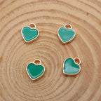 200 pcs Tiny Heart Enamel Charm Gold Plated Alloy Love Pendant Bracelet Earring Keychain Jewelry Crafts 6x8mm - color: Green