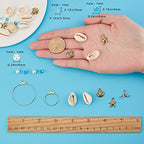 SUNNYCLUE 1 Box DIY 10 Pairs Beach Themed Earring Making Kits Starfish Shell Charms Cowrie Shell Beads & Glass Faceted Beads & Earring Hooks for Handmade Earrings Beginner - color: Beach Themed Earring 2