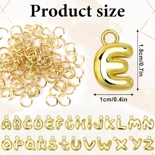 SANNIX 26Pcs Letter Charms, Initial Letter Charm for Jewelry Making, Gold A-Z Alphabet Letter Charm Pendants for Bracelet Necklace Earrings Crafts Making - style: 3D Letter