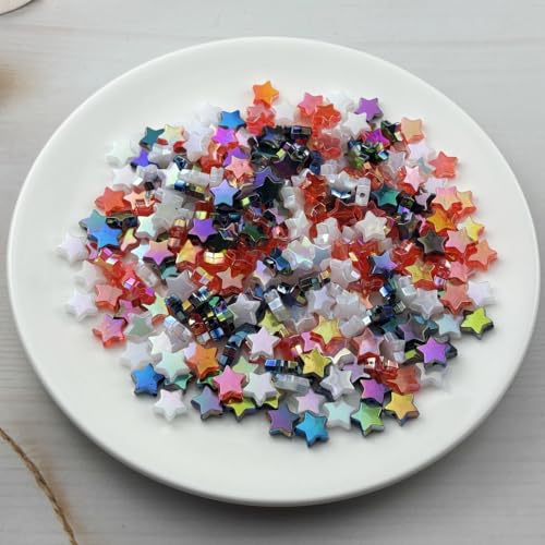 450 PCS Acrylic Star Shape Beads AB Colors Loose Pony Spacer Beads with Hole for Jewelry Making Necklace Earring Key Chains DIY Projects(Mixed Black/White/Red Series) - color: Mixed Black/White/Red Series
