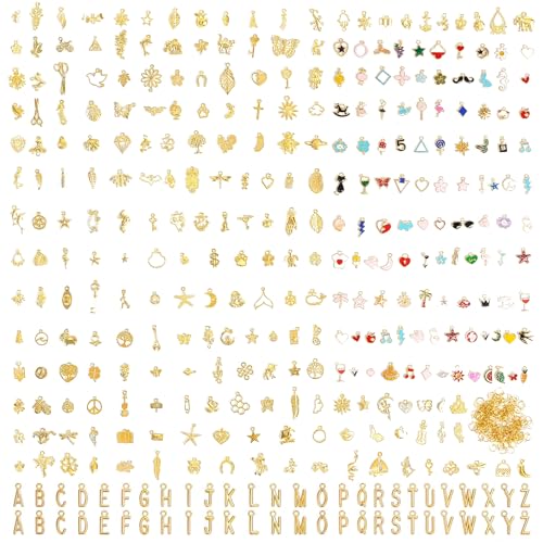 352 Pcs Assorted Charms for Jewelry Making,Mixed Enamel KC Gold Alloy Letter Pendants,Wholesale Bulk Jewelry Charms for DIY Necklace Bracelet Earring and Crafting - style: A1:Charms-Colorful 352pcs