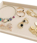 Large Beige Premium Quality Velvet Jewelry Display Box Tray Stackable Practical Trade Show Home Store Open Tray - color: Flat Tray