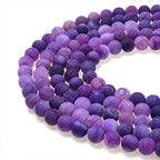 Natural Gemstone Loose Beads Matte Approxi 15.5 inch DIY Bracelet Necklace for Jewelry Making (6mm, Purple Frosted Agate) - color: Purple Frosted Agate, size: 6mm