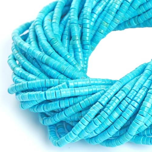 150pcs 2x4mm Natural Blue Turquoise Stone Tube Shape Beads Loose Flat Round Cylinder Flat Spacer Black Stone Beads for Bracelet Earrings Jewelry Making - color: Blue Turquoise, size: 2x4mm Tube shape