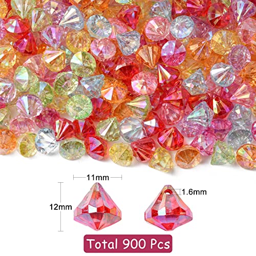 DanLingJewelry 900Pcs Random Color Faceted Acrylic Beads Diamond Shaped Loose Spacer Beads for DIY Bracelet Necklace Earring Crafting - color: 900pcs - Random Diamond