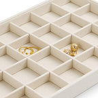 24 Girds Linen Jewelry Tray Earring Organizer Tray Ring Earrings Holder Jewelry Drawer Organizer Storage Display (White) - size: 24 Grid