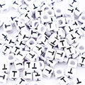 500Pcs White Square Letter Beads T 6X6mm Individual Cube Alphabet Beads for Friendship Bracelets Making - color: Square - T