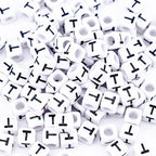 500Pcs White Square Letter Beads T 6X6mm Individual Cube Alphabet Beads for Friendship Bracelets Making - color: Square - T