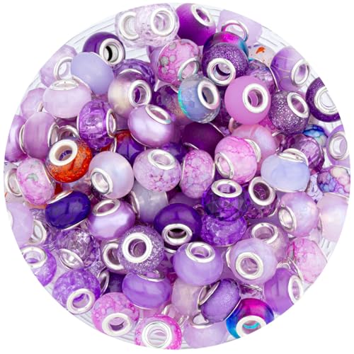 LAIDANLA Purple Mix 100pcs 14mm Round Resin, Plastic, Acrylic Loose Beads for Jewelry Making, Bracelets, Necklaces, Holiday Decorations - color: I-Purple Mix