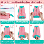 Friendship Bracelet Making Kit for Girls Ages 8-12, Kids Jewelry Making Kit with 28 Pre-Cut Threads and Letter Beads, Arts and Crafts for Kids, Birthday Easter Gifts for 6 7 8 9 10 11 12 Year Old - color: Pink/Cyan