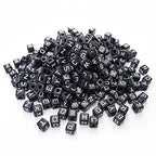 300 Pieces 10x10mm Big Large Cube Acrylic Alphabet Letter Beads A-Z Mixed Plastic Shape Loose Beads for DIY Jewelry Making Bracelets Necklaces Key Chains (Black) - color: Black