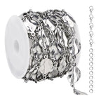 UMAOKANG 2 Yard Stainless Steel Heart Chains Bulk Silver Chain for Jewelry Making with Jump Rings Lobster Clasps - color: Silver Heart