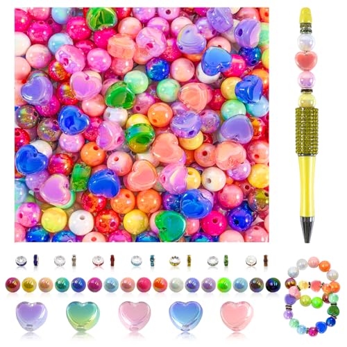 320 Pieces Beads for Pens - 16MM Acrylic Loose Beads Bulk Set - Beads Kit for Crafts - Fit for Jewelry Making, Bracelets, Beadable Pens, and Focal Bead - Cute Bead for DIY Supplies - color: Cute bead