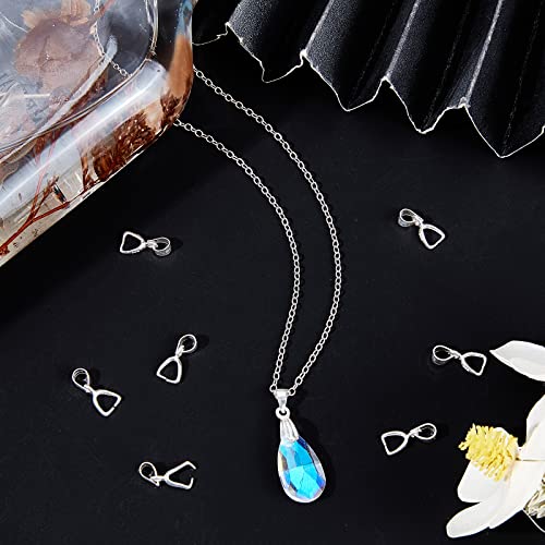 Beebeecraft 10Pcs/Box Pendant Pinch Bails 925 Sterling Silver Ice Pick Pinch Bails Pendant Connector for Necklace Jewelry DIY Craft Making - color: Silver#4