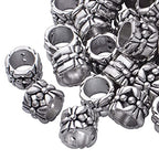BronaGrand 100pcs Large Hole Antique Silver Flower Bead Spacers Alloy Tube Beads for DIY Necklace Bracelet Jewelry Craft Making Accessory - color: Silver1