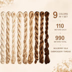 Natural 100% Silk Thread, Handmade Embroidery Thread Silk Floss 9 Colors 110m Each (62) - color: 62