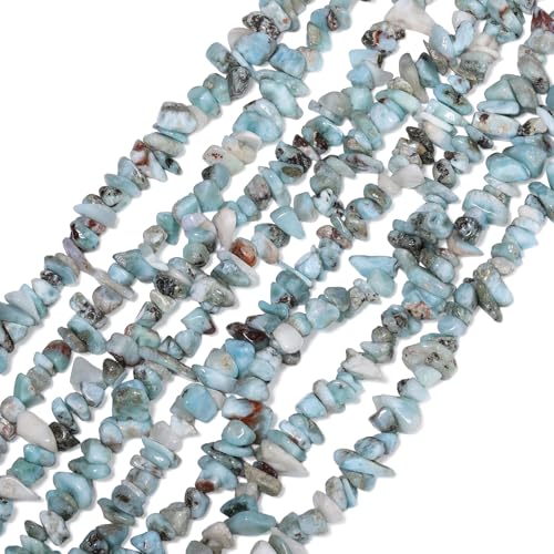 30in Larimar Natural Chip Stone Beads 5-8mm About 230pcs, Irregular Drilled Light Blue Green Bead for Bracelets Jewelry Making Supplies for Adults, DIY Crafts. - color: Larimar