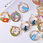Bulk Gold Enamel Charms for Jewelry Making, Colorful Metal Charms Pendant for Bracelet Necklace and Crafting - color: Cat on Wreath2 White