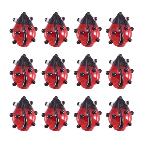 Cheriswelry 20pcs/Strand Red Ladybug Handmade Lampwork Beads Cute Animal Insect Loose Spacer Beads Ornament Charms 12~14mm Hole: 1~2mm for DIY Craft Earring Bracelet Necklace Jewelry Making - color: Ladybug-Red