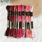 12 Skeins 105 Yards Embroidery Thread Variegated Cross Stitch Floss Bulk 6 Ply Polyester Yarn Colorful Red Friendship Bracelet String for Sewing Making Needlecraft Knitting Clothes Stitching - color: Dark Red