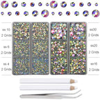 10000Pcs 2-Boxes Mixed Size Hot Fix Round Crystals Gems Glass Stones Hotfix Flat Back Rhinestones with Tweezers and Picking Pencil (Crystal AB) - color: Crystal AB, size: 2-Box (10000pcs)